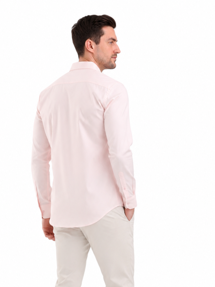 SPARKY Men Solid Cotton Formal Shirt | Full Sleeve Office Wear Shirt Peach Color