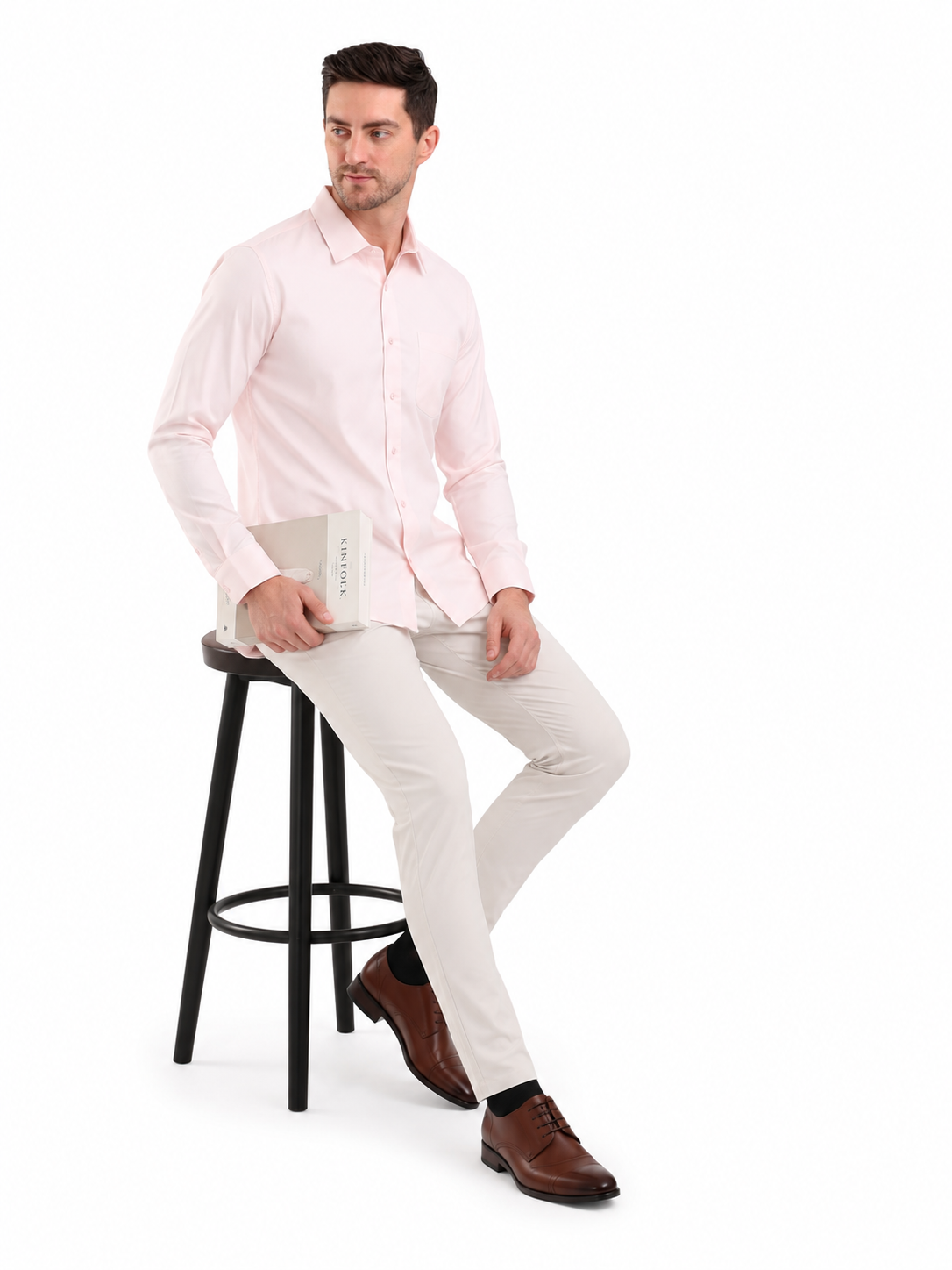SPARKY Men Solid Cotton Formal Shirt | Full Sleeve Office Wear Shirt Peach Color