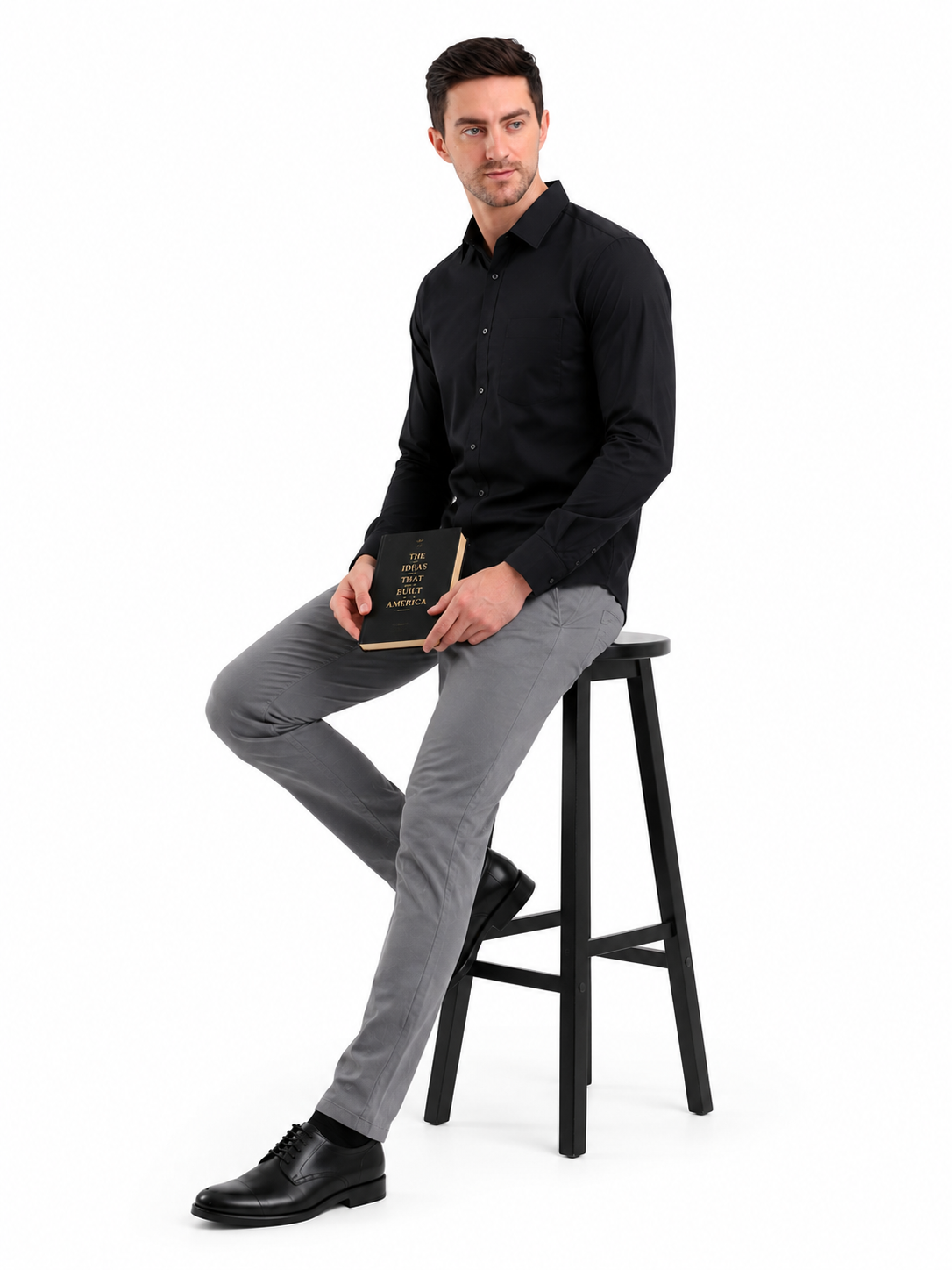 SPARKY Men Solid Cotton Formal Shirt | Full Sleeve black color
