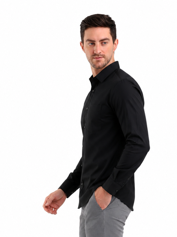SPARKY Men Solid Cotton Formal Shirt | Full Sleeve black color