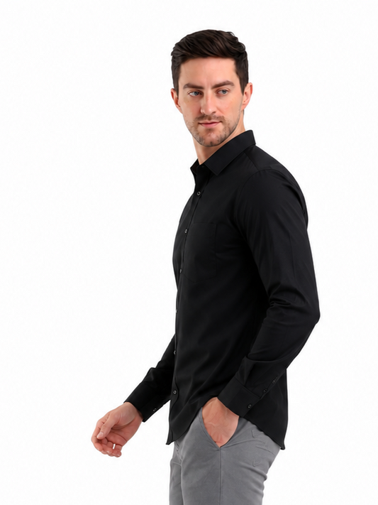 SPARKY Men Solid Cotton Formal Shirt | Full Sleeve black color