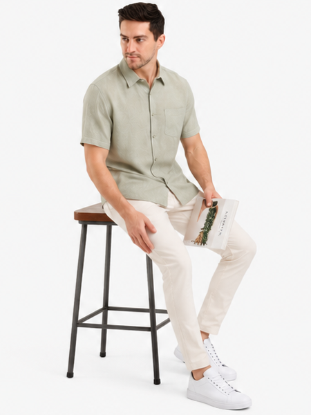 SPARKY Men Plain Formal Shirt | Office, Meeting & Casual Wear Pista color
