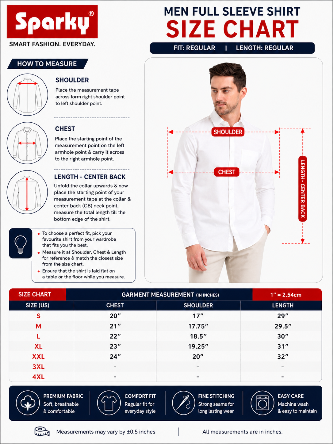 SPARKY Men Solid Cotton Formal Shirt | Full Sleeve Office Wear Shirt