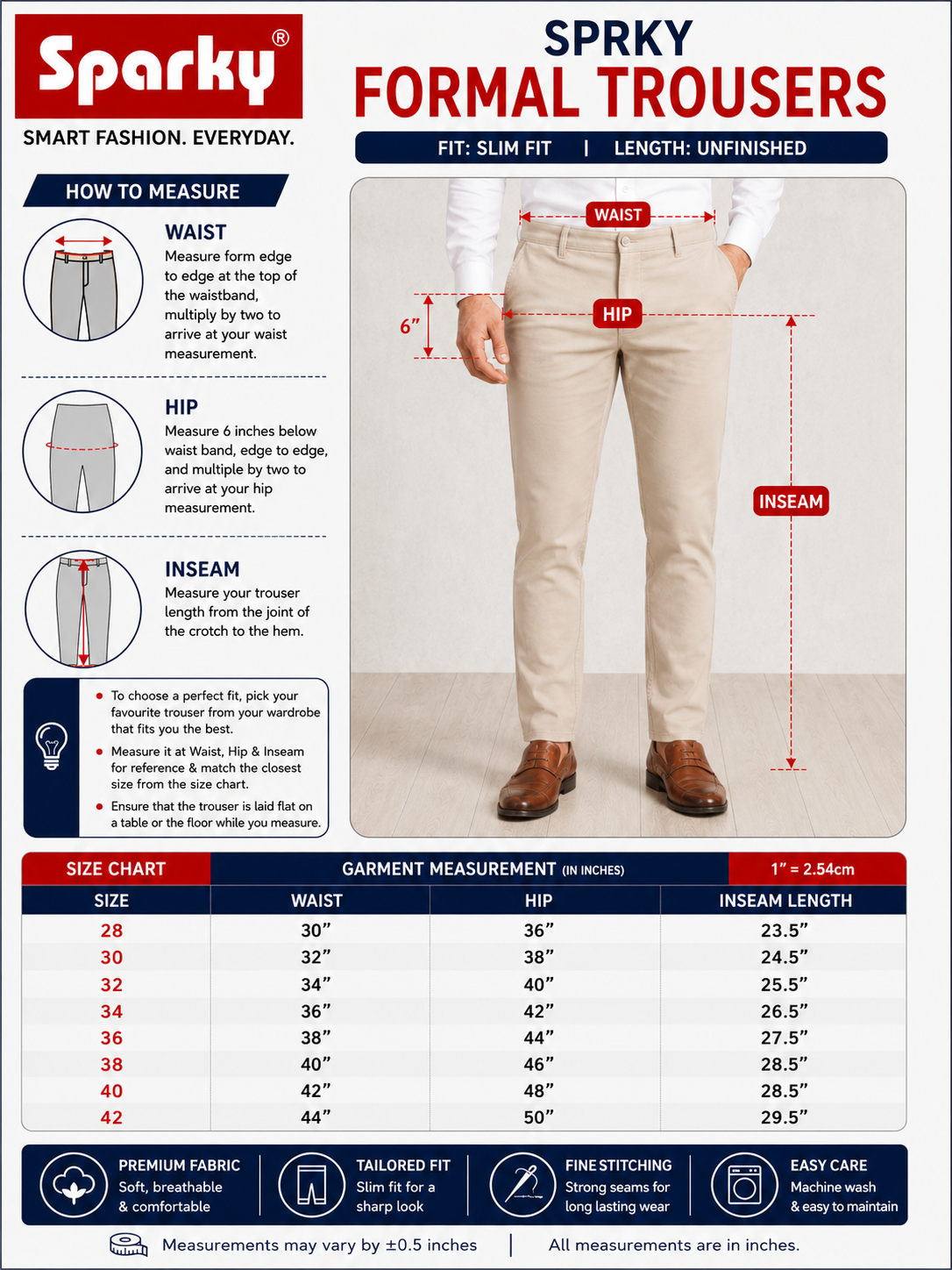 SPARKY Men Fawn Non-Denim Trousers | Smart Casual Stretchable Cotton Pants