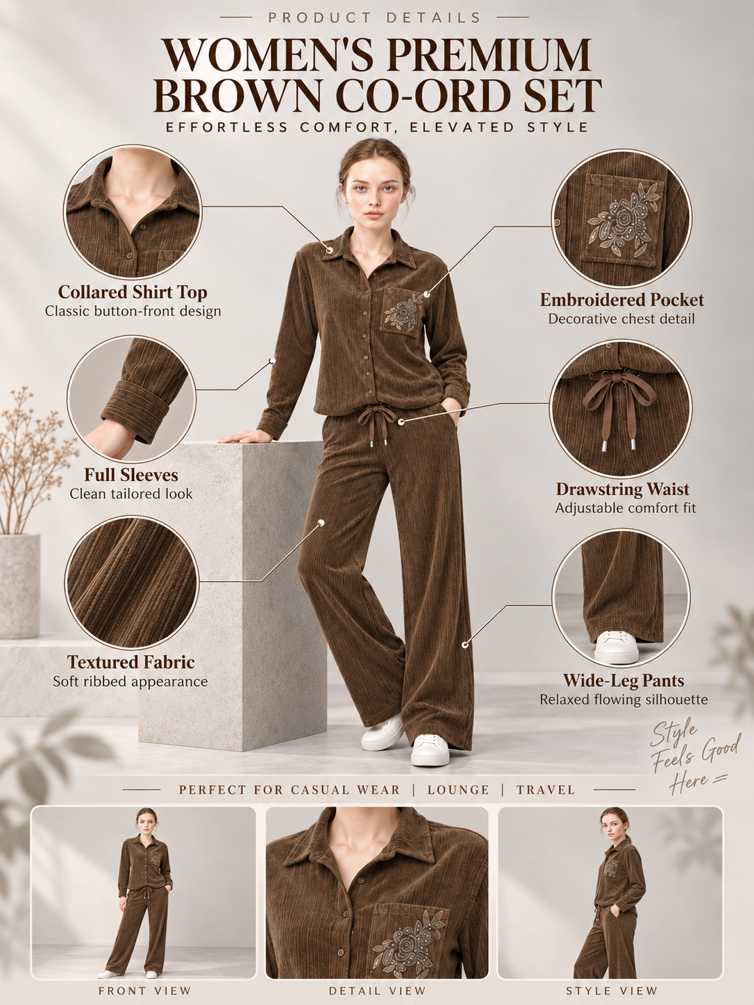 Women’s Premium Co-ord Set – Stylish Top & Matching Bottom