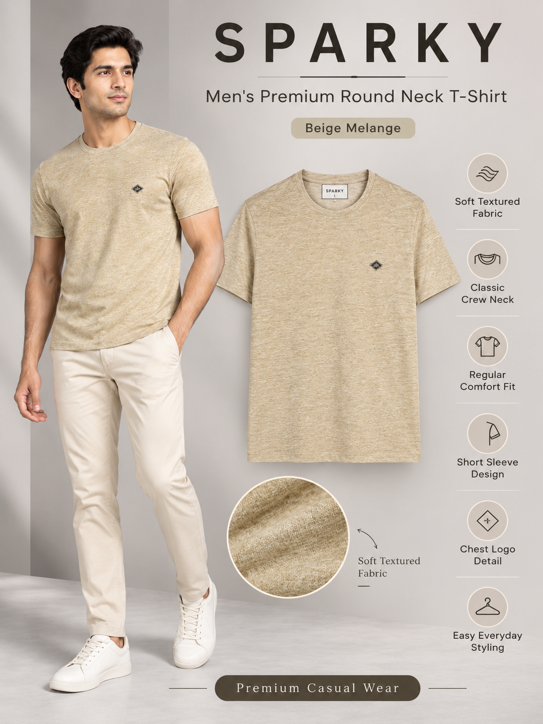 Men’s Premium Cotton Blend Half Sleeve T-Shirt