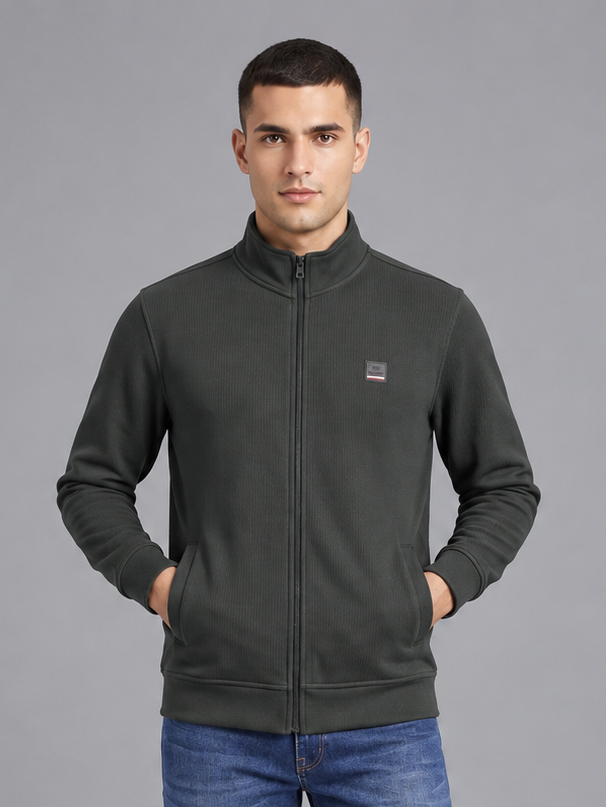 Men's Solid Full Sleeves & Full Zipper Plain Sweatshirt