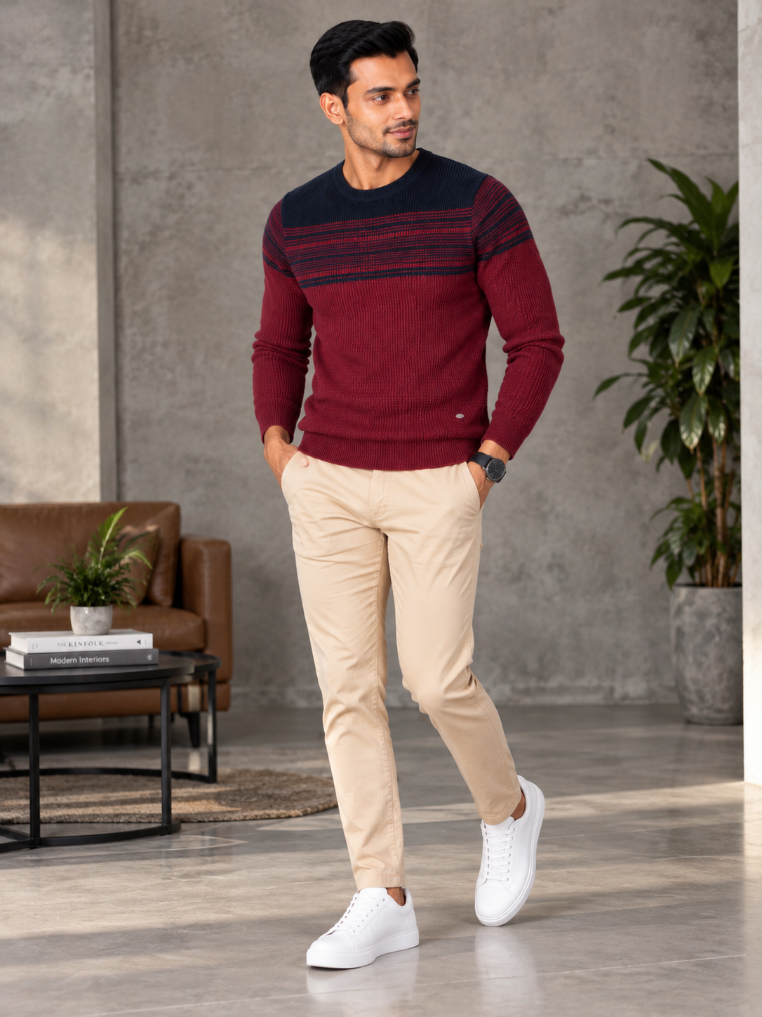 Men Solid Round Neck Full Sleeve Sweater