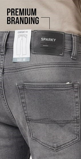 SPARKY Men Dark Grey Comfort Fit Denim Jeans | Stretchable Casual Jeans for Men