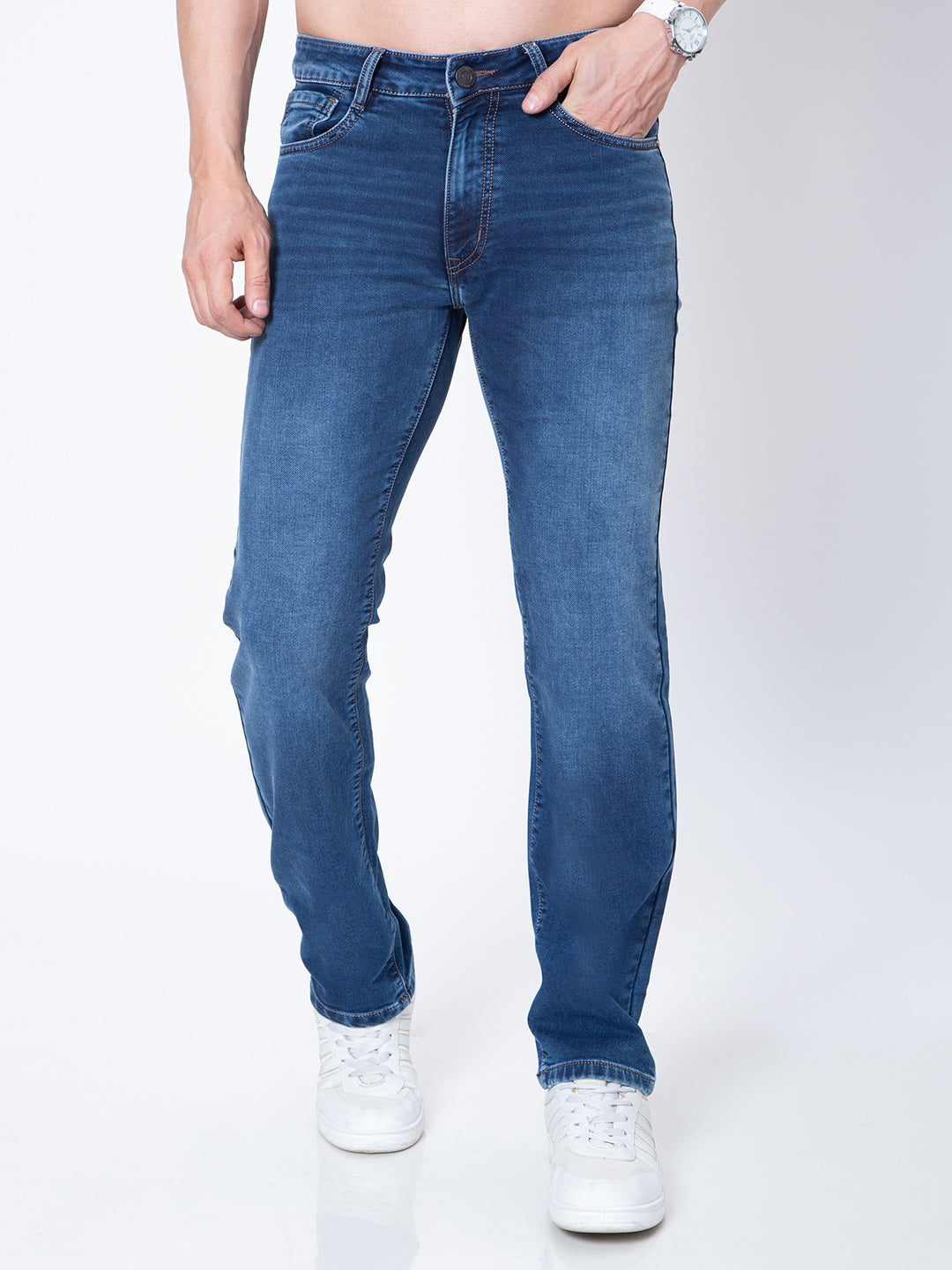 Mens Straight Fit Blue Denim