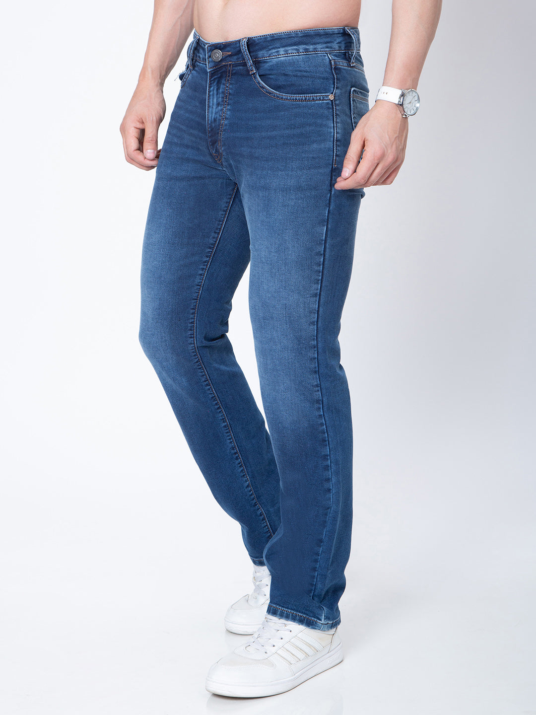 Mens Straight Fit Blue Denim