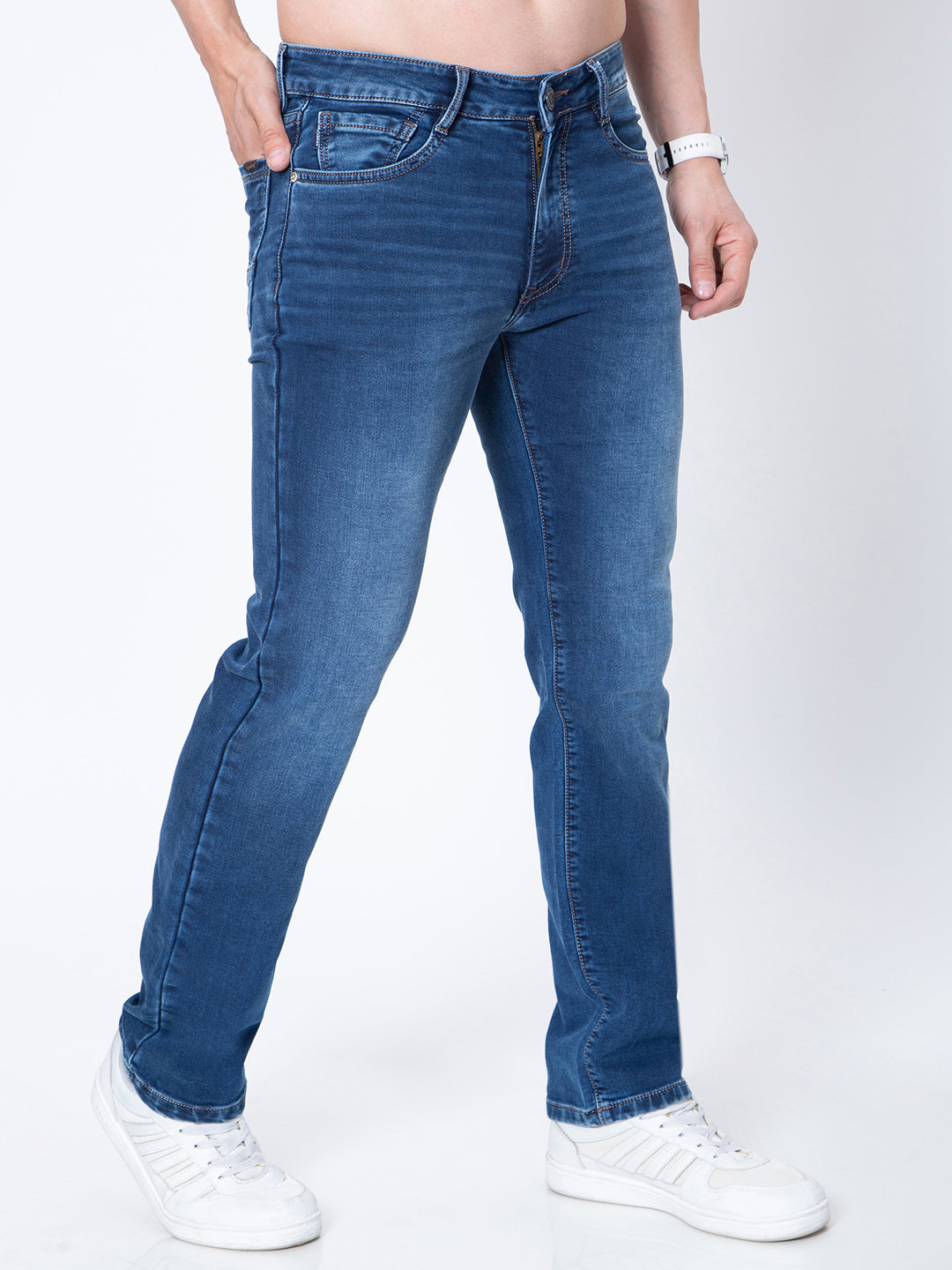 Mens Straight Fit Blue Denim