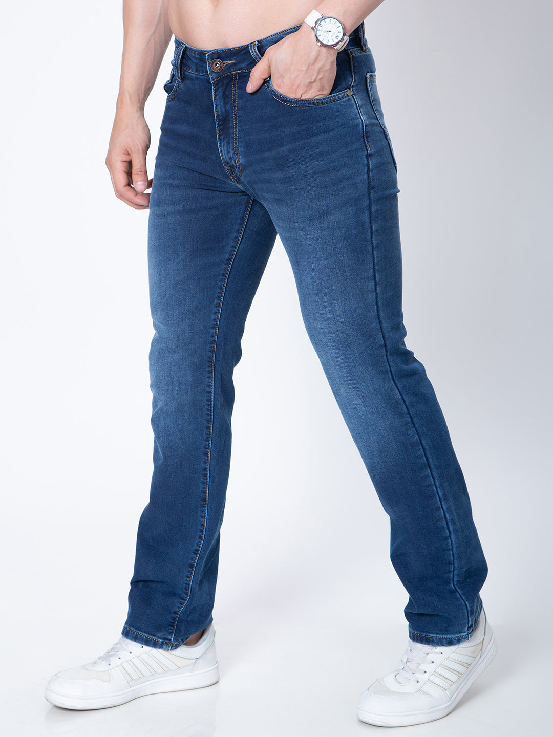 Mens Straight Fit Blue Denim