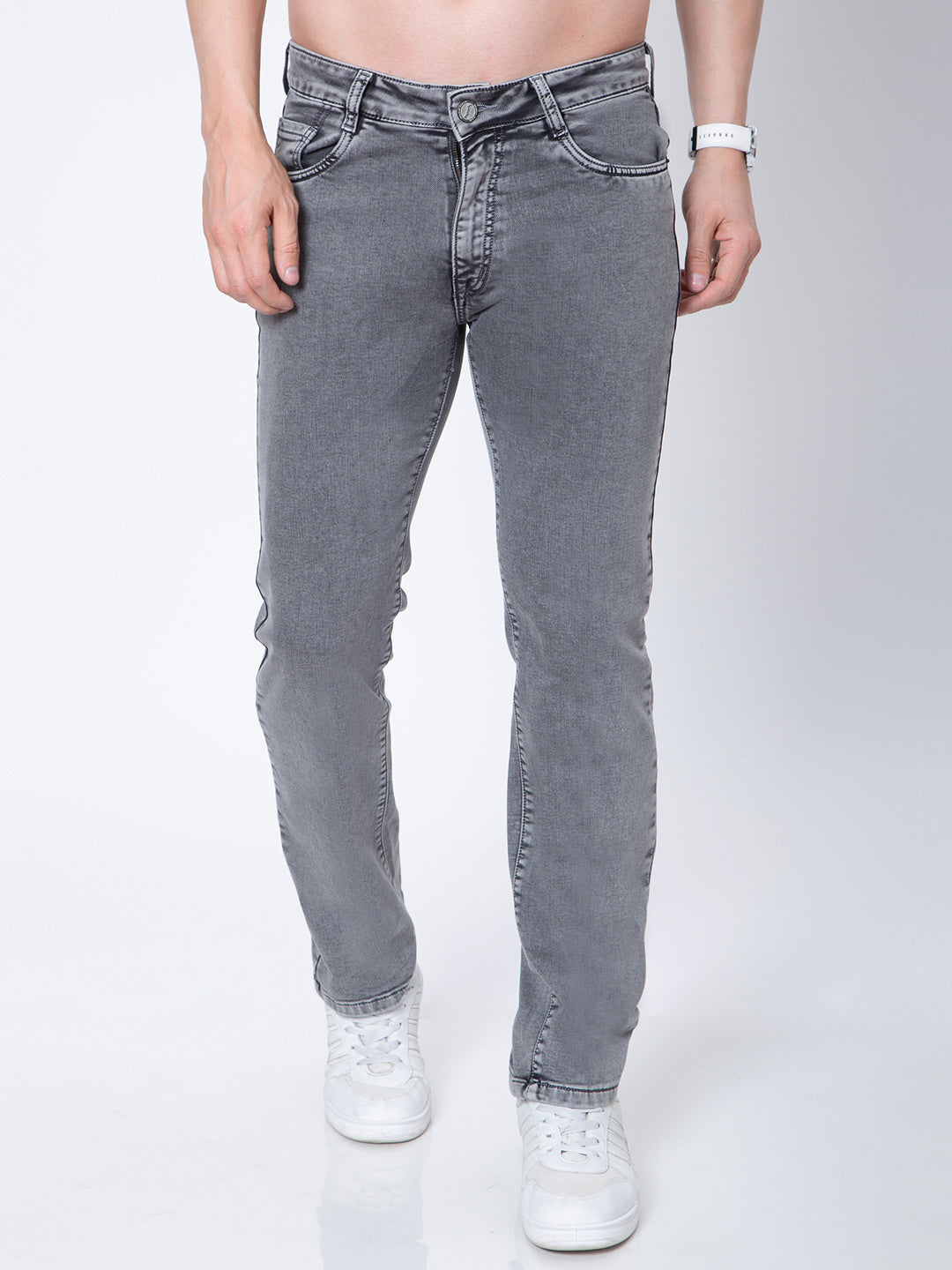 Mens Straight Fit Grey Denim