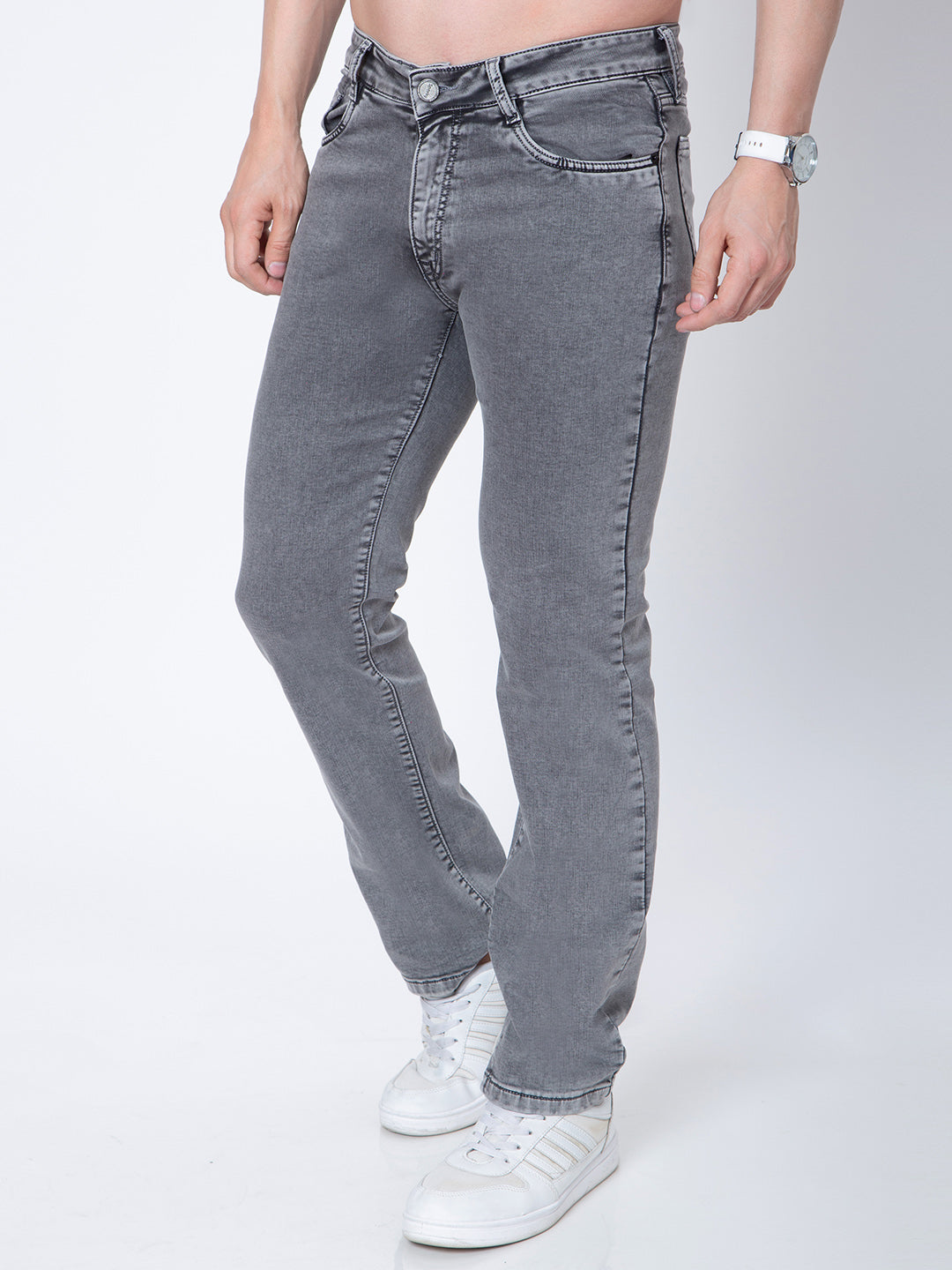 Mens Straight Fit Grey Denim