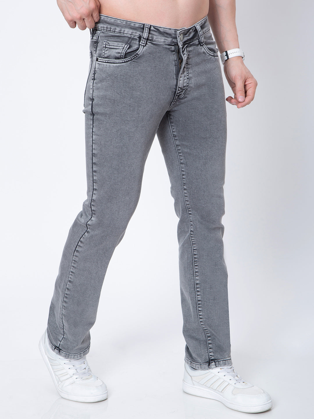Mens Straight Fit Grey Denim