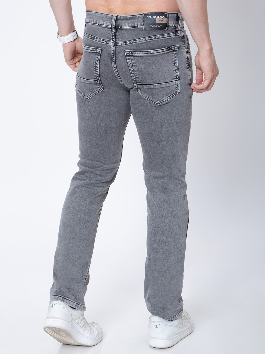 Mens Straight Fit Grey Denim