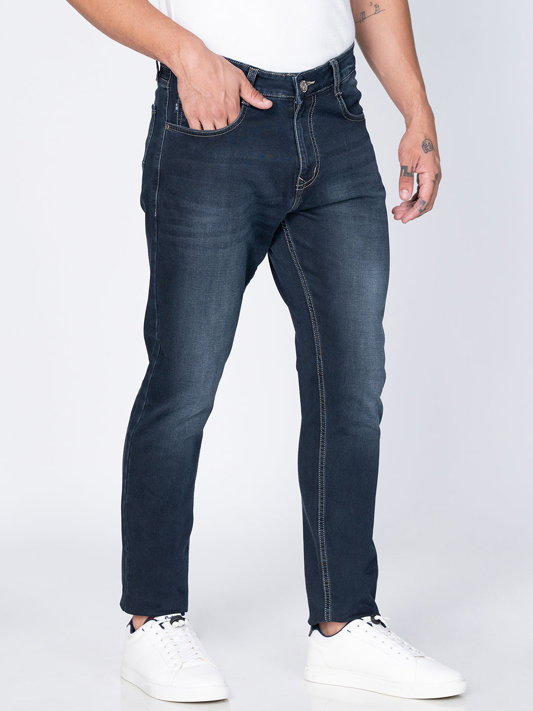 Men Narrow Blue Denim