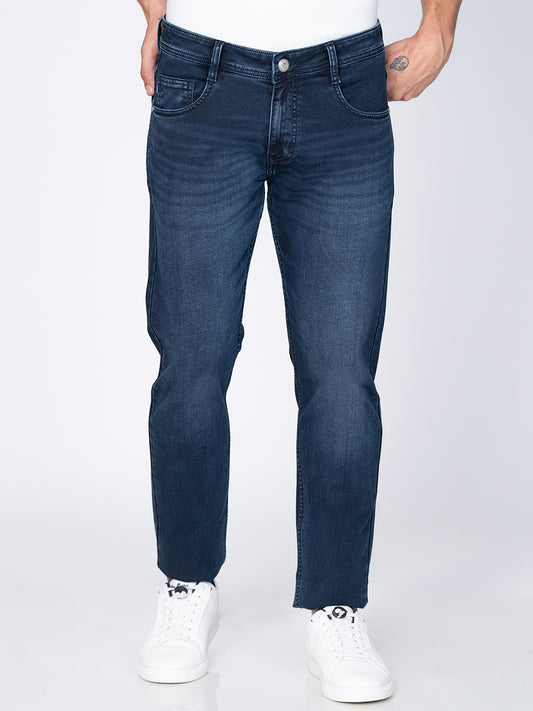 Men Slim Dark Blue Denim