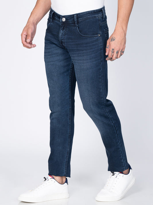 Men Slim Dark Blue Denim