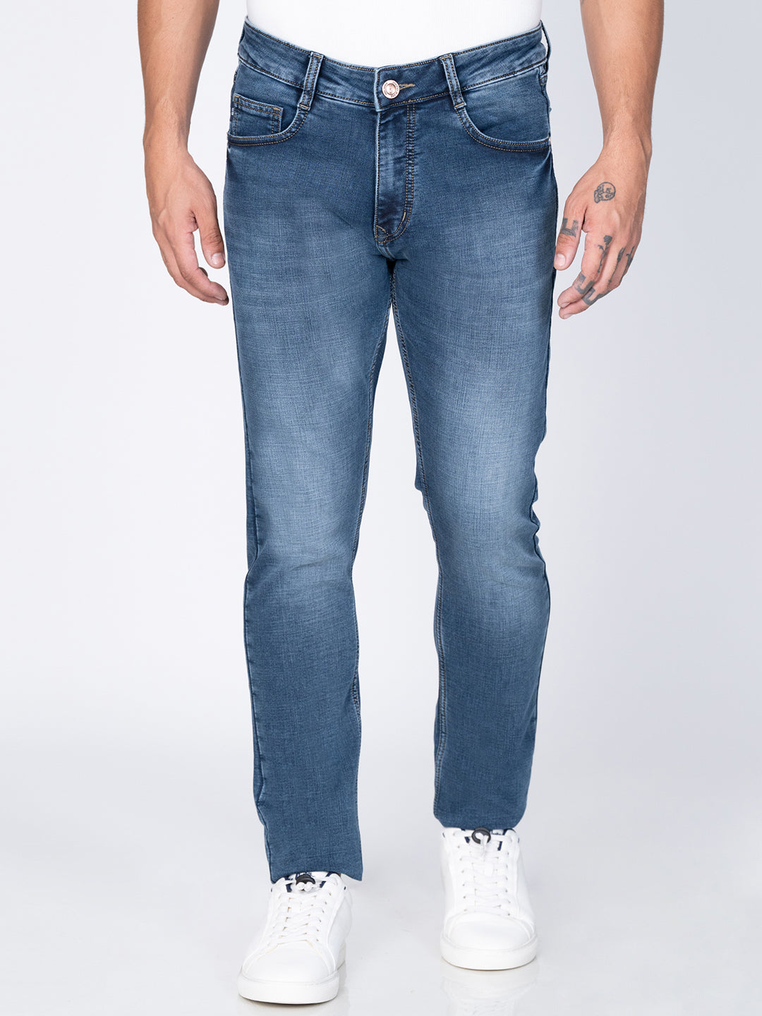 Men Narrow Blue Denim