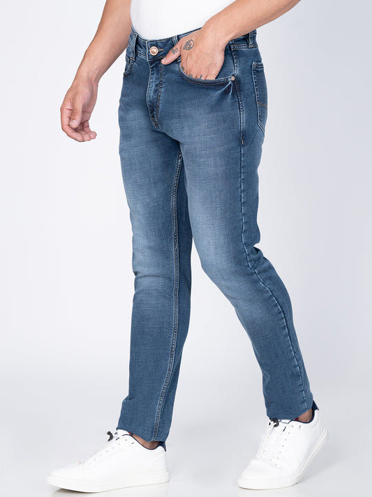 Men Narrow Blue Denim