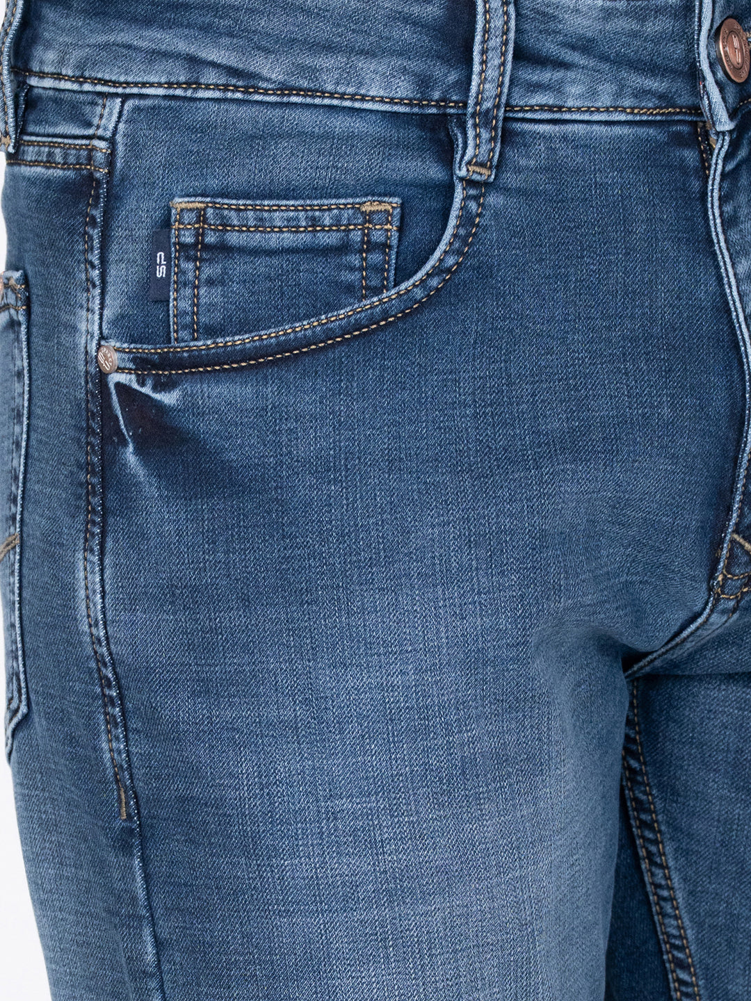 Men Narrow Blue Denim