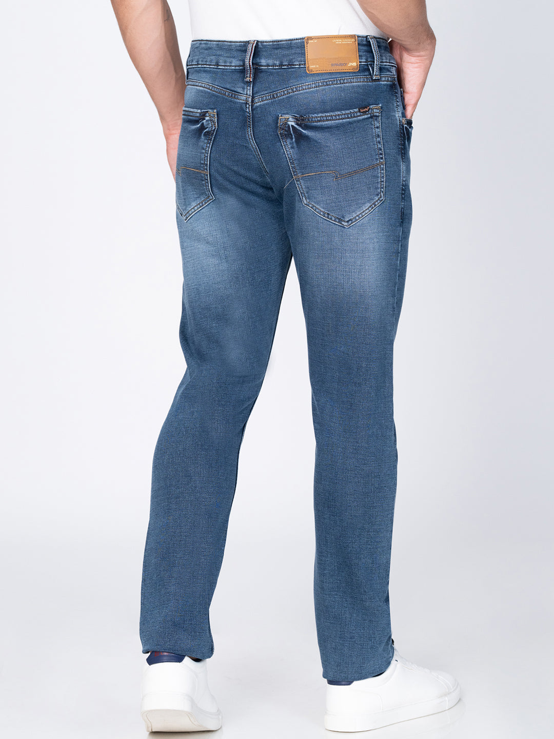 Men Narrow Blue Denim