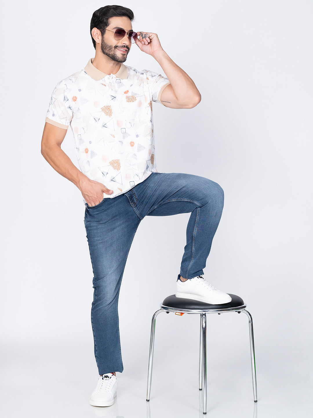 Men Narrow Blue Denim