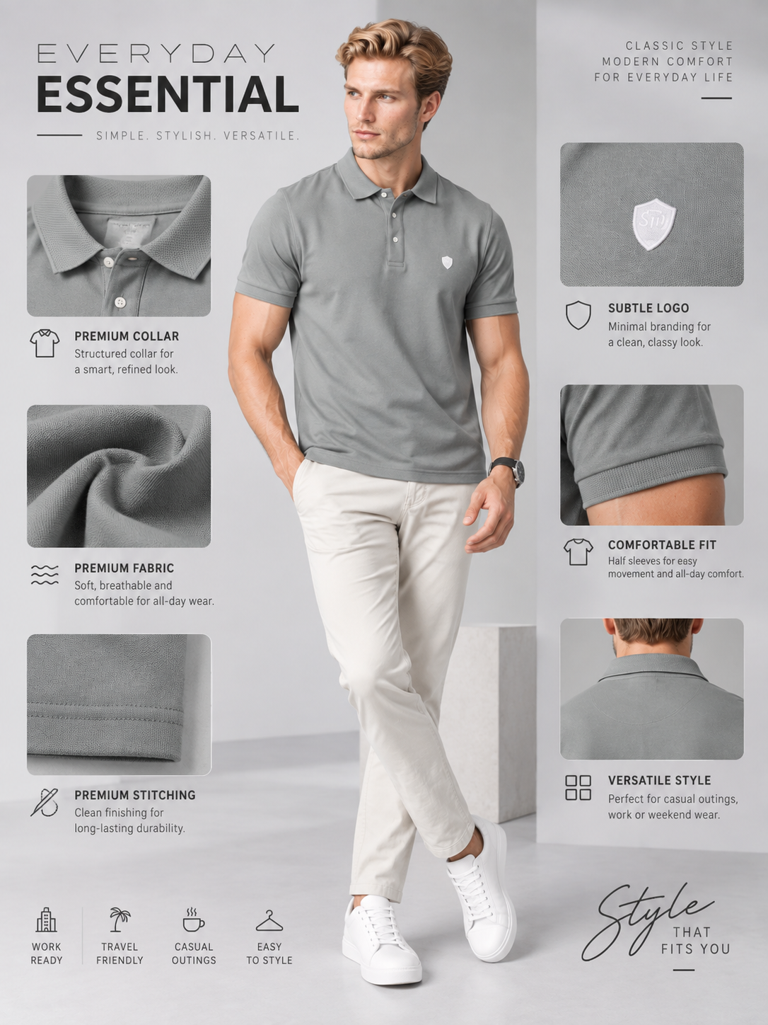 Men’s Premium Cotton Blend Half Sleeve T-Shirt
