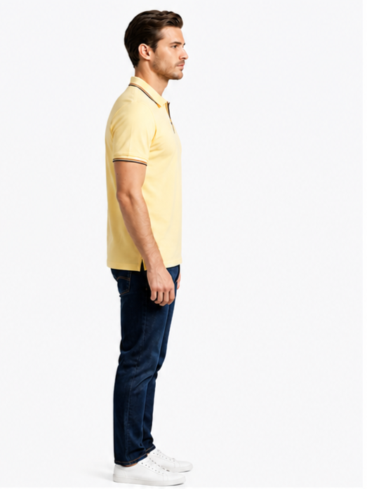 Sparky Men Polo Collar Zip Yellow T-Shirt | Soft Cotton Stylish Casual Wear