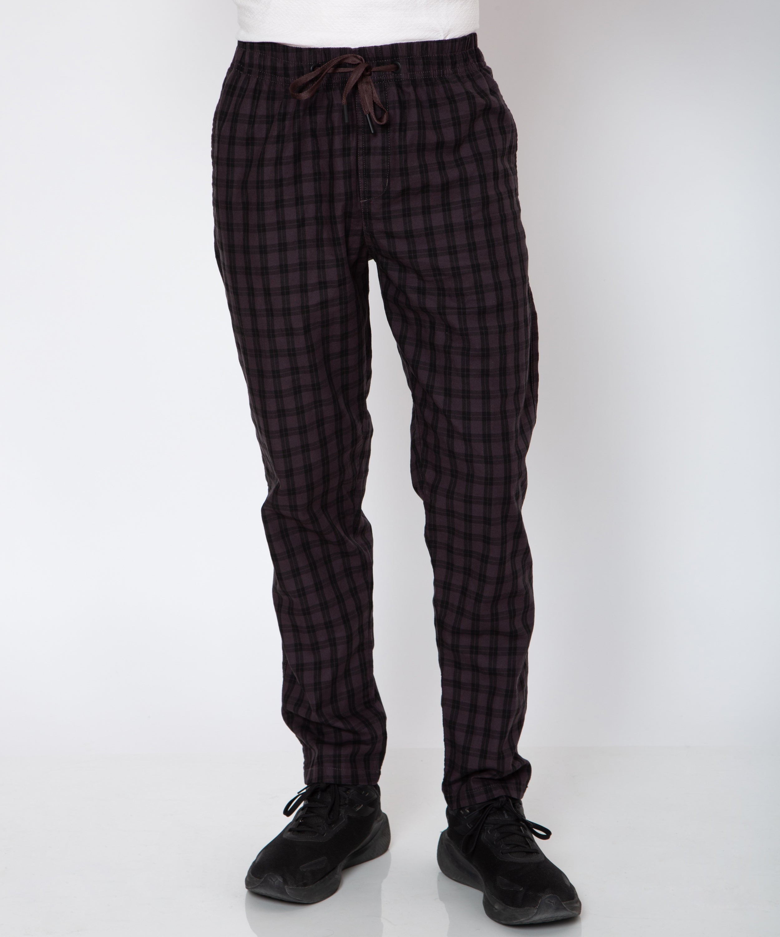 Mens Check Print Wine Colour Lower