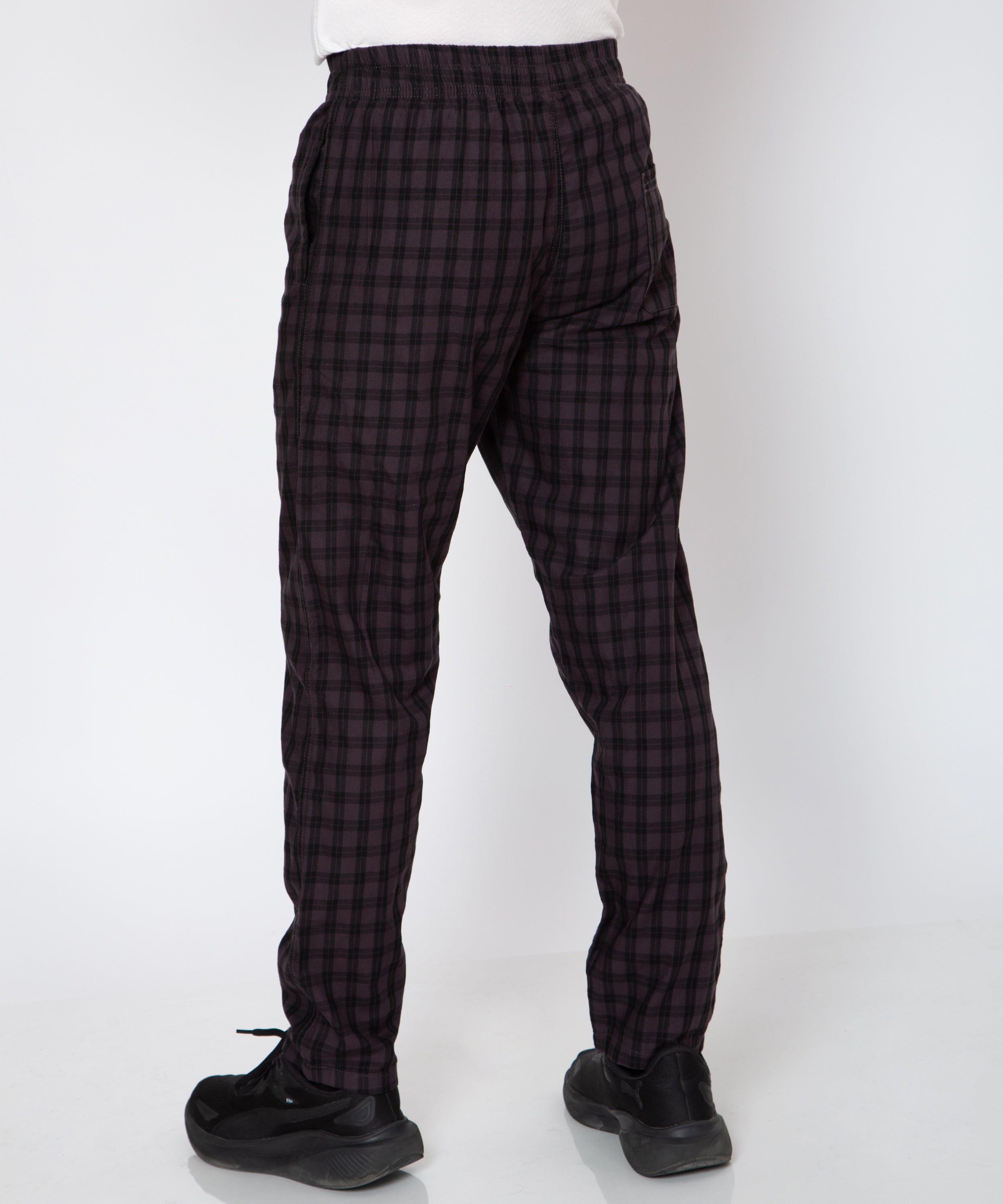 Mens Check Print Wine Colour Lower