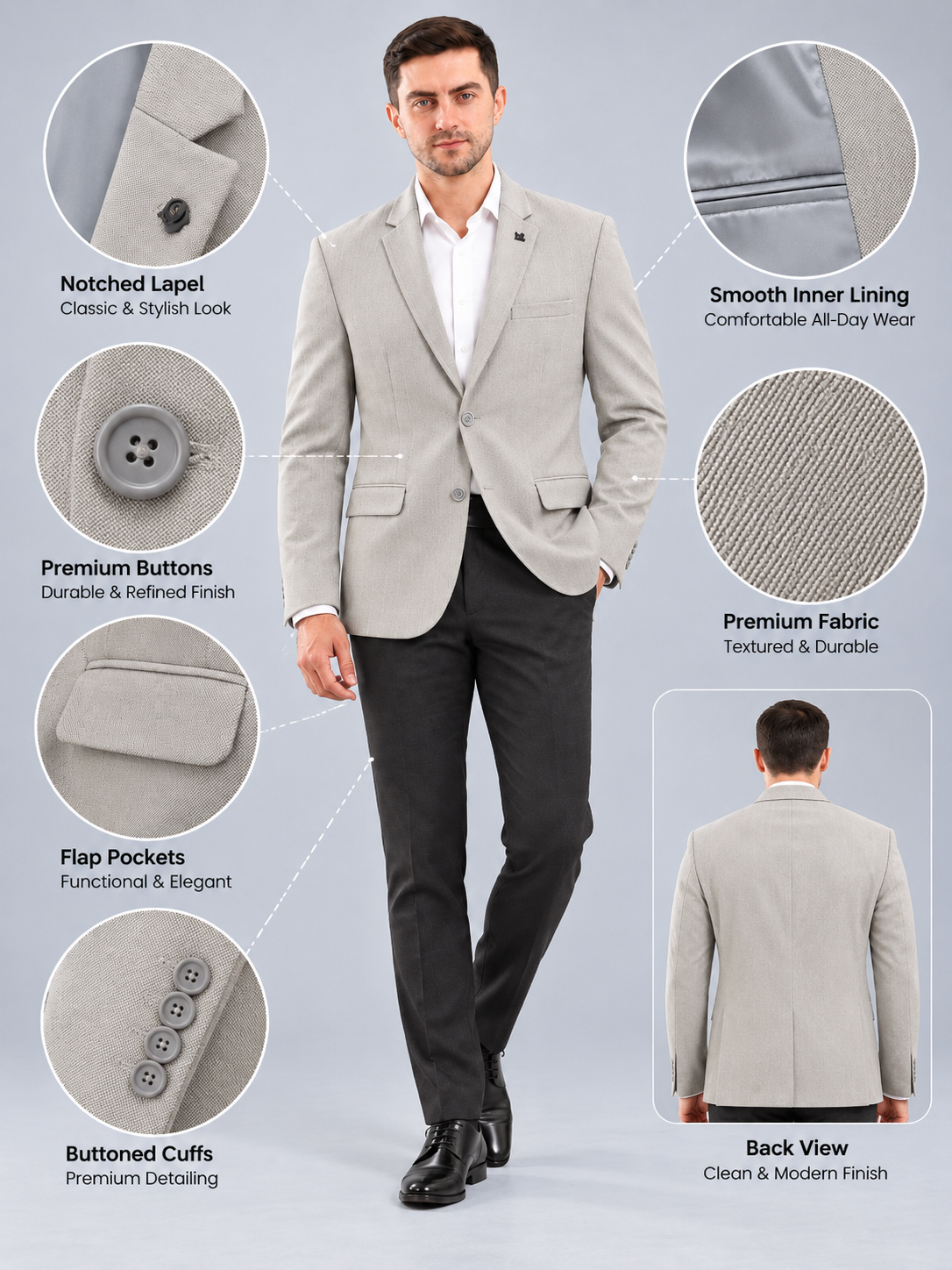 Men’s Premium Stylish Blazer Classic Single-Breasted Blazer