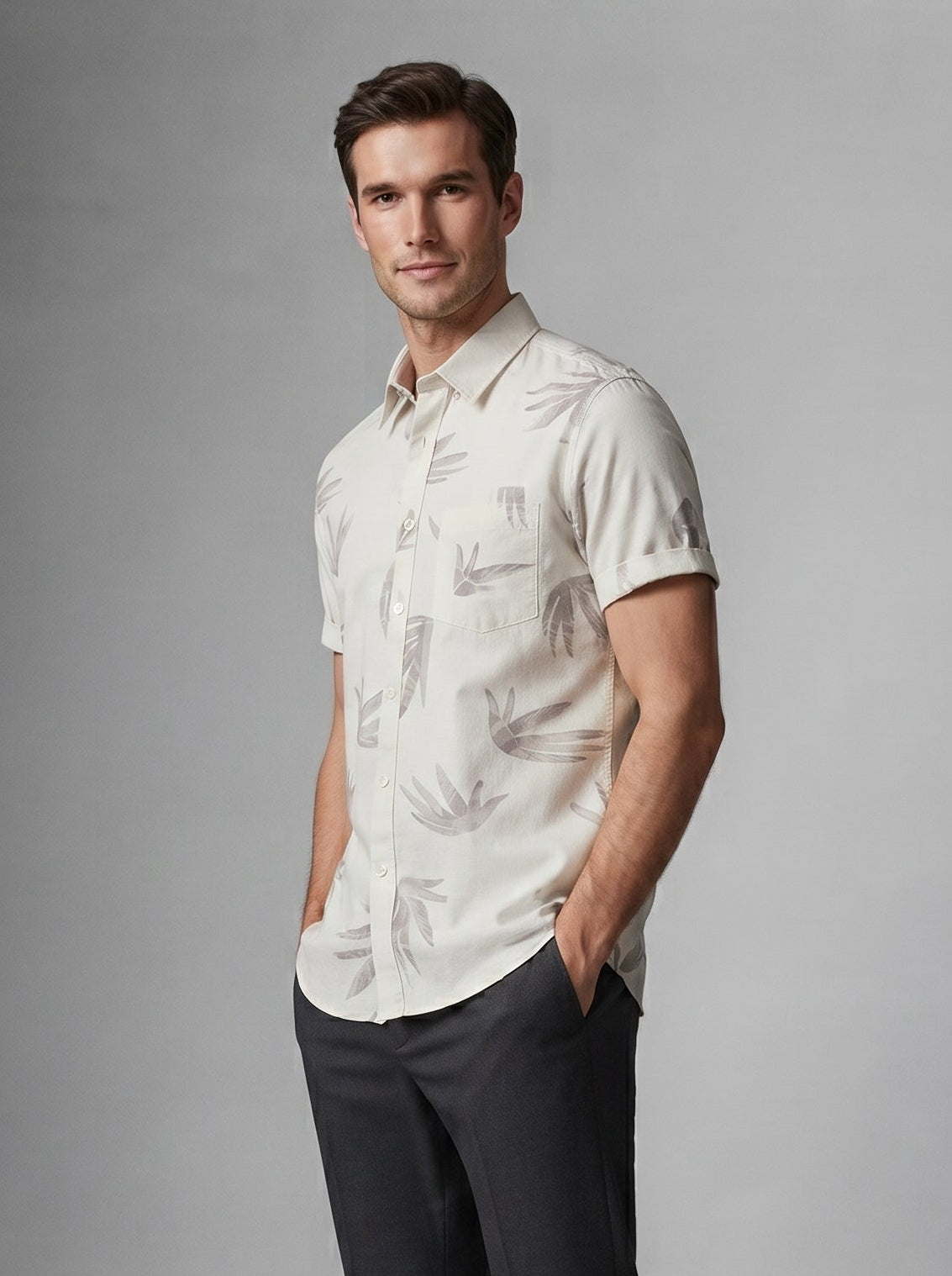 Men Premium Casual Print Half Sleeve Regular Fit Shirt