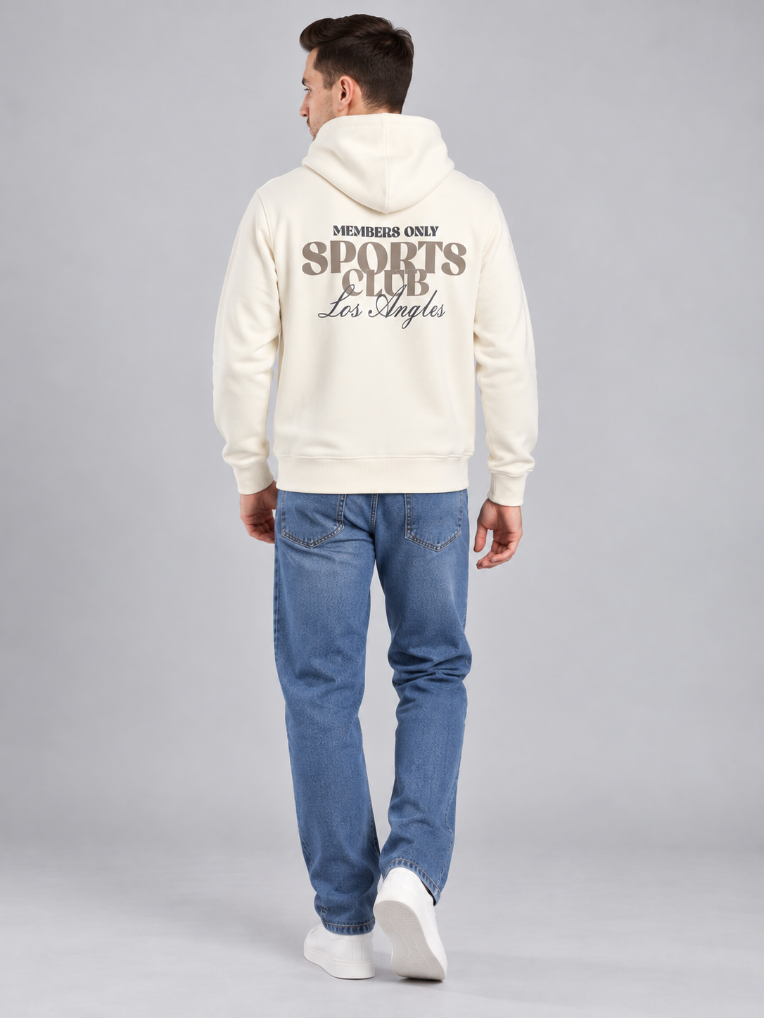 Cream Colour Regular Fit  Primium Hooded Sweatshirt