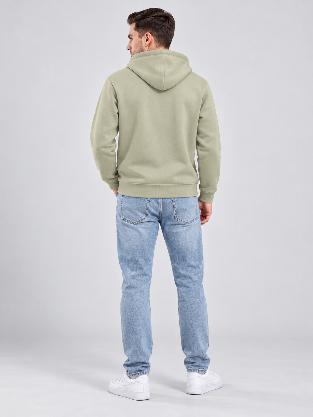 Men's Solid Full Sleeves Front Print Hoody Sweatshirt