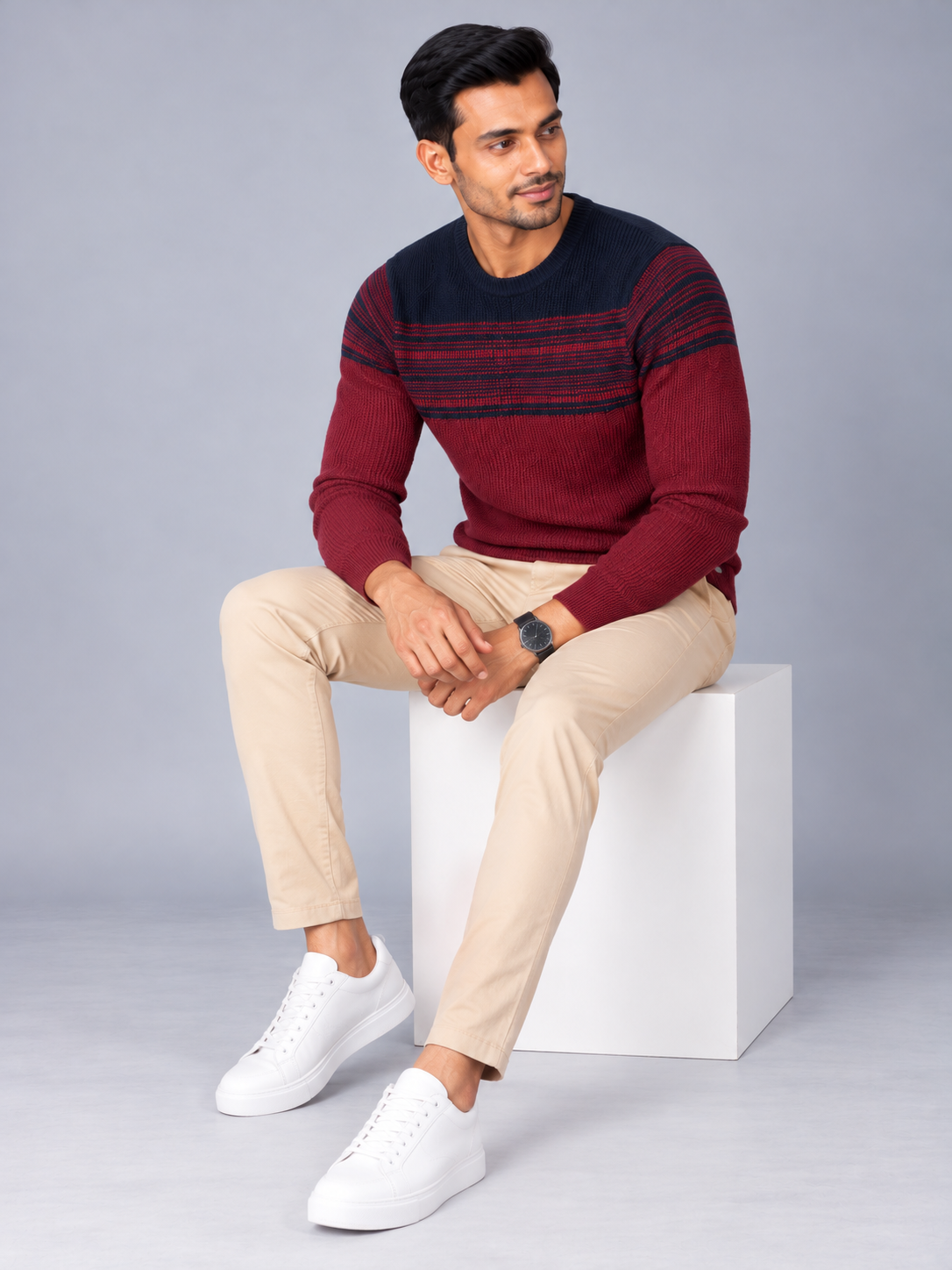Men Solid Round Neck Full Sleeve Sweater