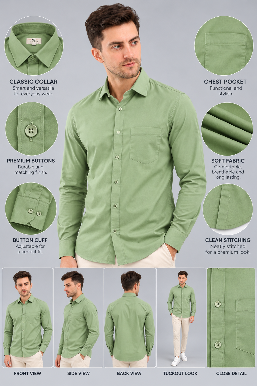 Men’s Premium Plain Casual Shirt