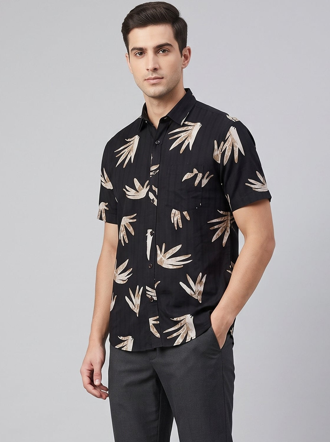Men Premium Casual Print Half Sleeve Regular Fit Shirt