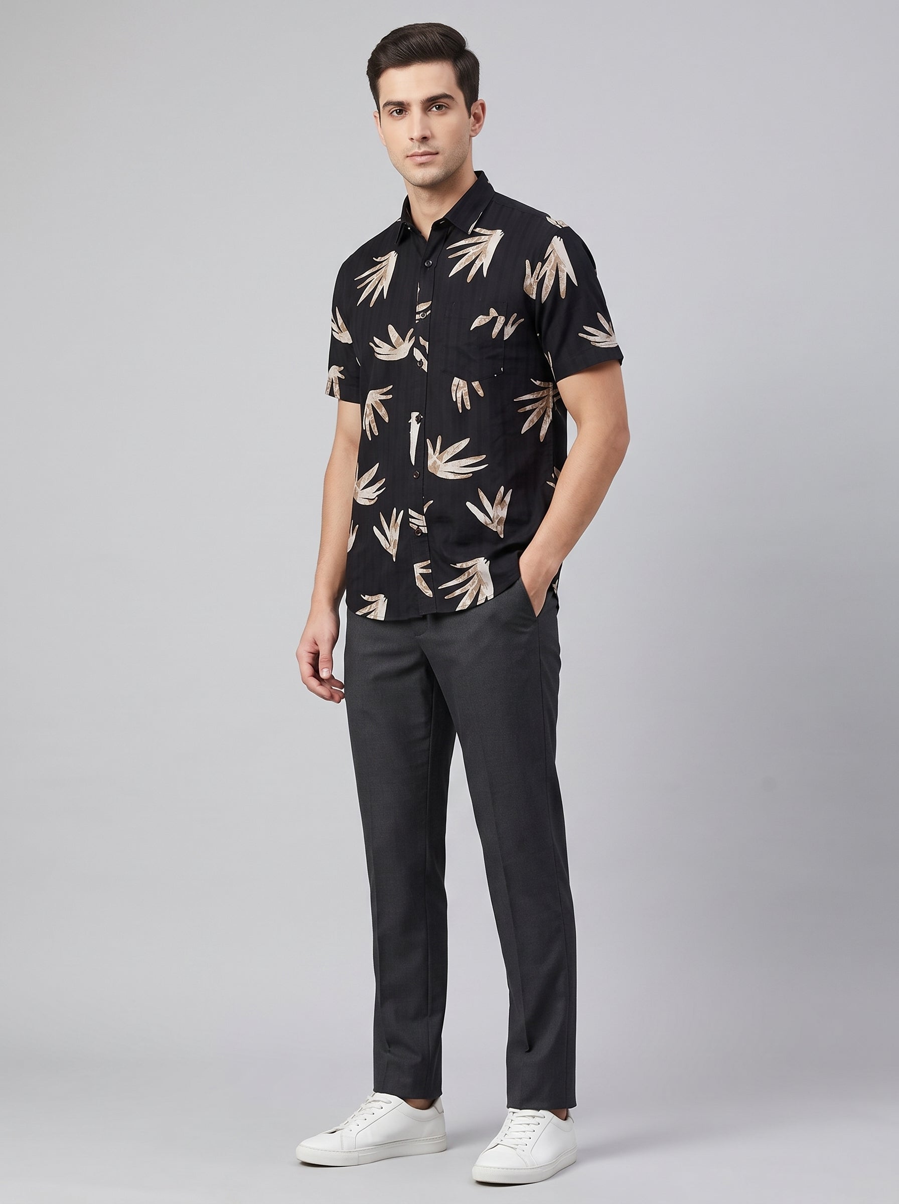 Men Premium Casual Print Half Sleeve Regular Fit Shirt