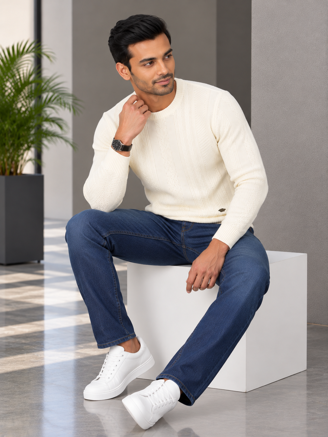 Men Solid Round Neck Full Sleeve Sweater