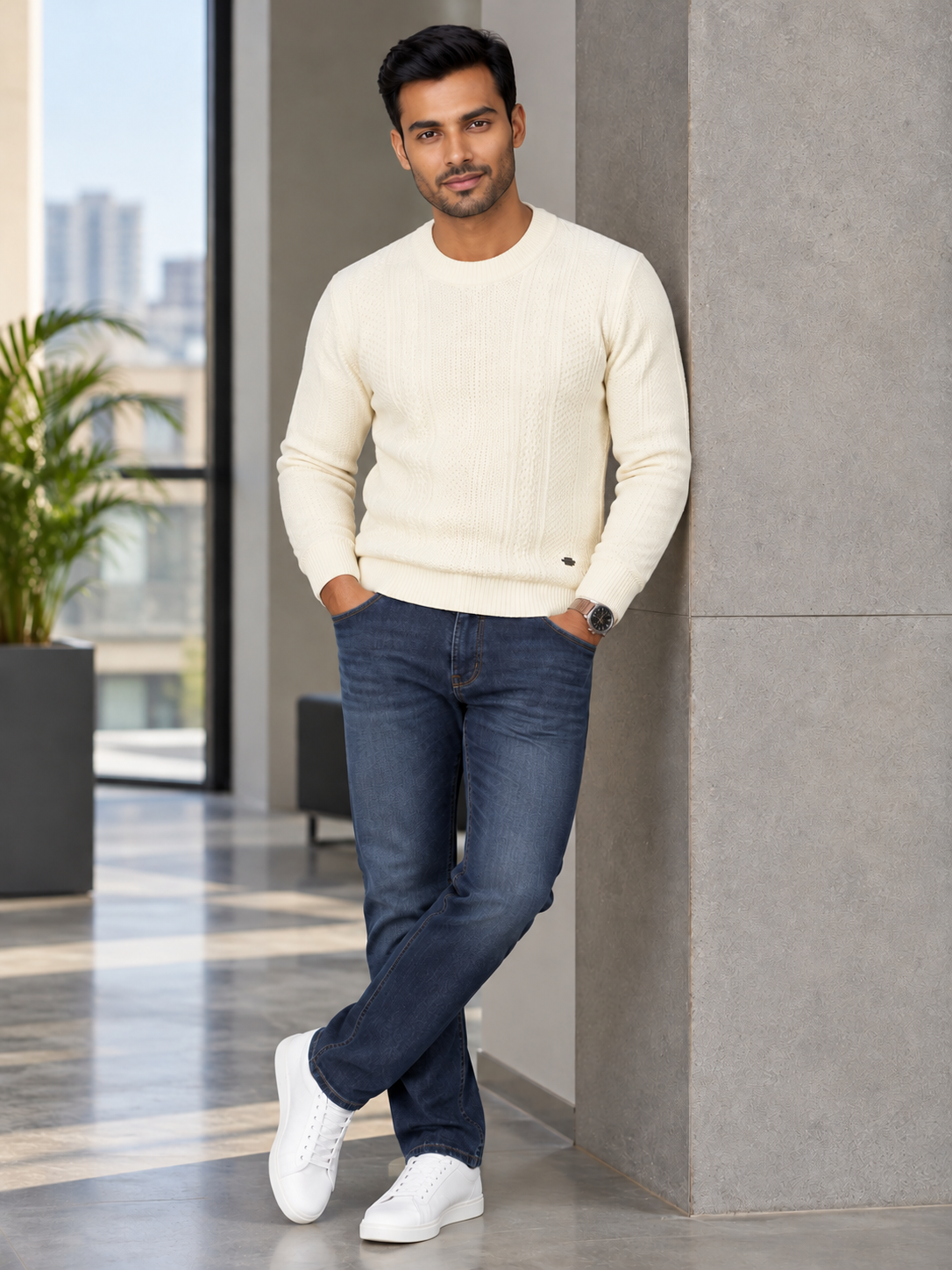 Men Solid Round Neck Full Sleeve Sweater