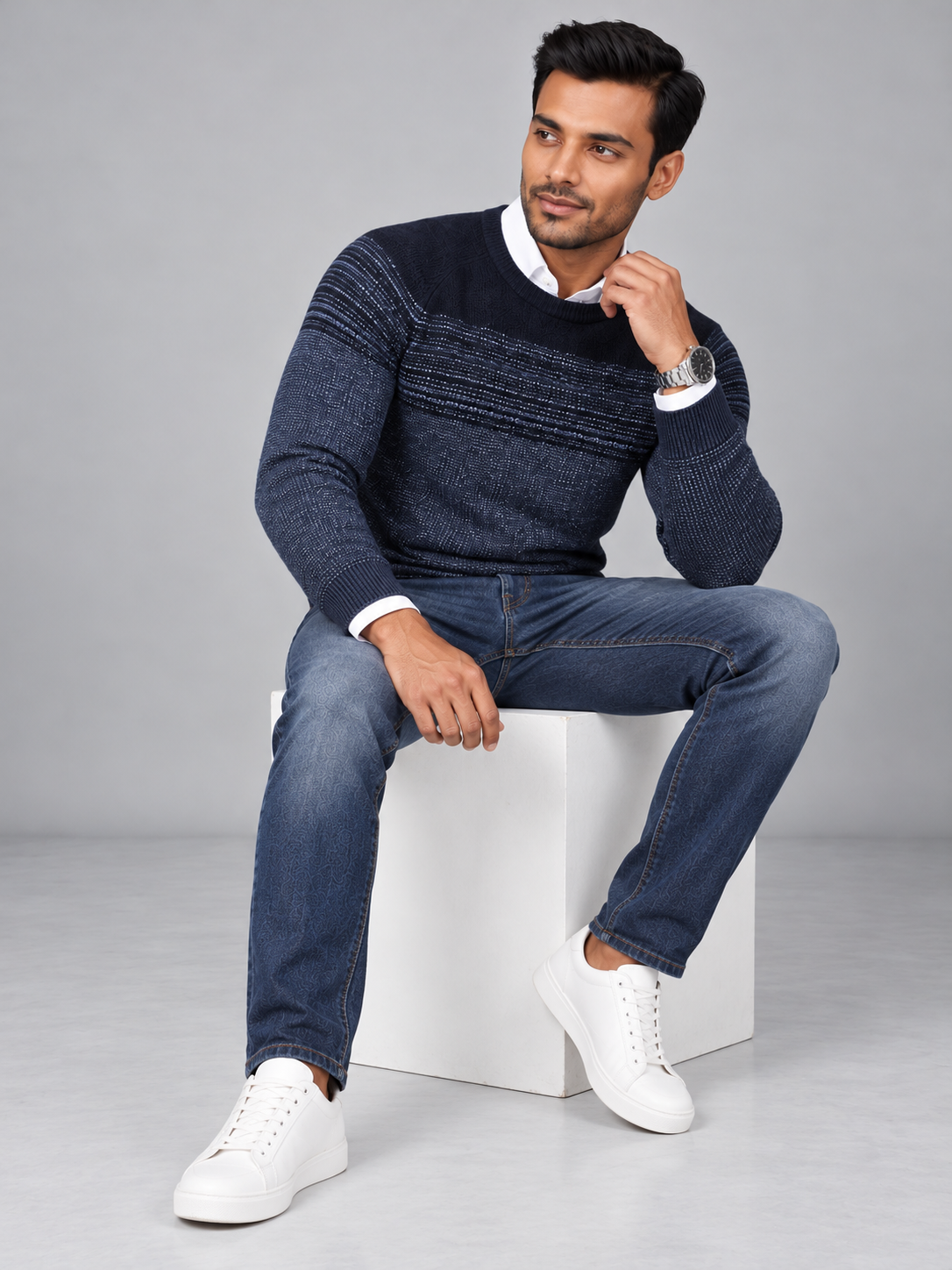 Men Solid Round Neck Full Sleeve Sweater