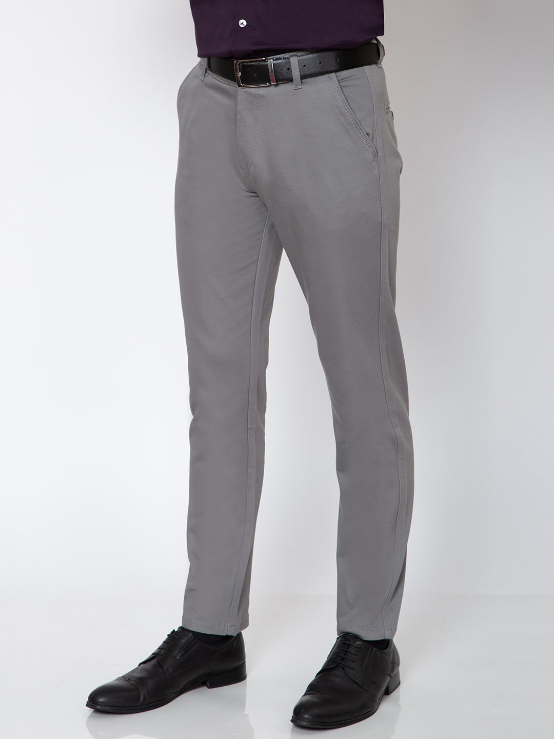 Mens Grey Color Regular Fit Trouser