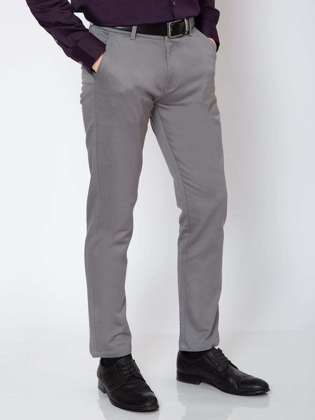 Mens Grey Color Regular Fit Trouser
