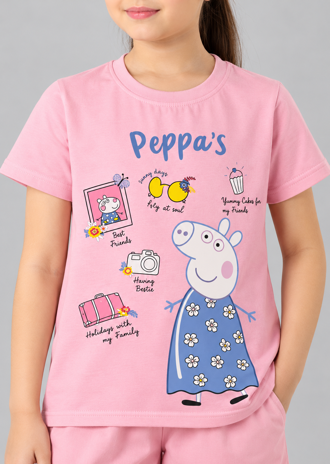 Girls Premium Printed Round Neck Co-Ord Set