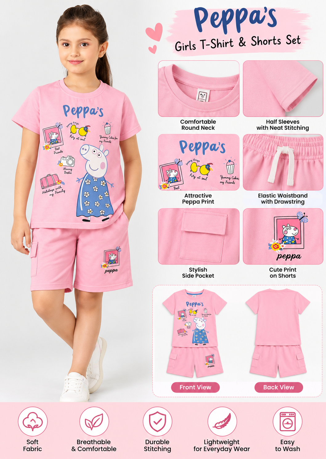 Girls Premium Printed Round Neck Co-Ord Set