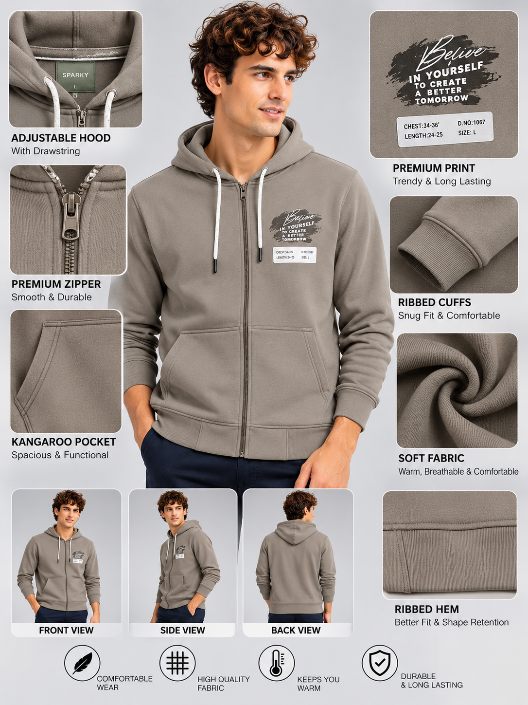 Men’s Premium Full-Zipper Casual Sweatshirt
