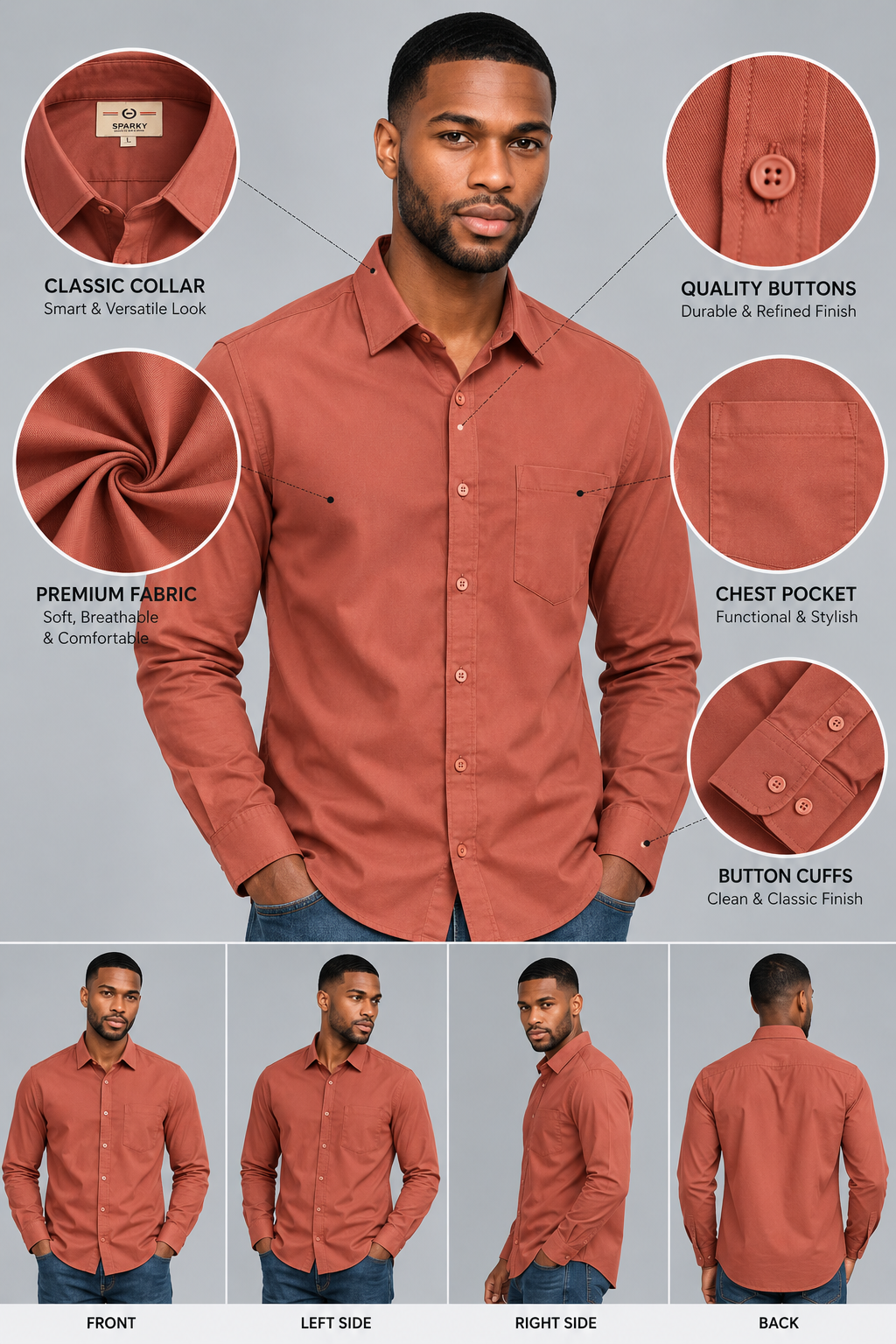 Men’s Premium Plain Casual Shirt